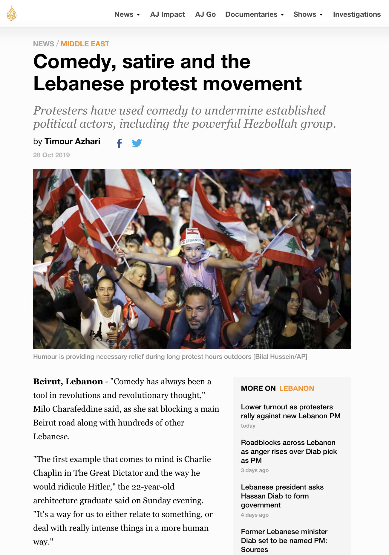 Comedy revolution Clown me in Aljazeera